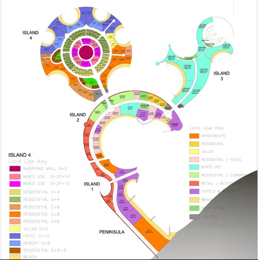 Mapa del archipiélago artificial que albergará este resort que pretende competir con Ibiza. Imagen: SWNS.com