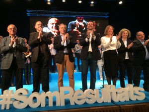 José Sala, Vicent Marí, Vicent Serra, José Ramón Bauzá, Neus Marí y Antoni Marí Marí en la presentación de las candidaturas para 2015. 