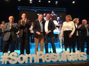 José Sala, Vicent Marí, Vicent Serra, José Ramón Bauzá, Neus Marí y Antoni Marí Marí en la presentación de las candidaturas para 2015. Foto: L. A.