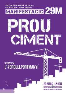 La formación ha convocado para el domingo 29 de marzo una marcha contra la recalificación urbanística de Portmany. 