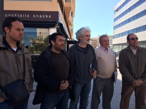 Los diferentes representantes de los taxistas durante la rueda de prensa de hoy. 