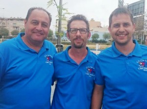 Eduardo Fernández, Juan Antonio Alcázar y Andrés Reyes, del club Petanca Cas Serres. 