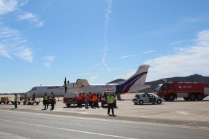 Imagen del aeropuerto durane la realización del simulacro.