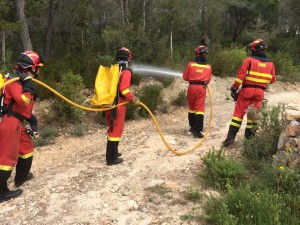 Efectivos de la UME, durante un simulacro en Can Pere Mosson, Ibiza. Foto: L.A.