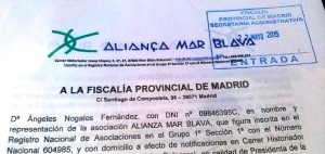 Sello de registro de la denuncia en la Fiscalía Provincial de Madrid.