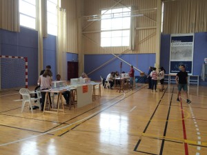 El colegio electoral instalado en el pabellón de es Viver.