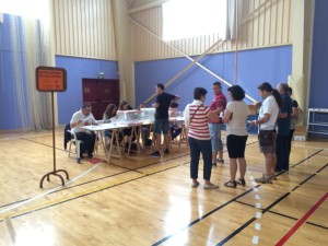 El colegio electoral ubicado en el pabellón de es Viver.