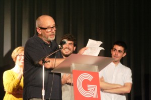 Joan Ribas, candidato de Guanyem Eivissa al ayuintamiento de Vila, durante su intervención. Fotos: C. V.