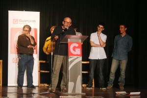 Joan Ribas, junto a los ediles de Guanyem en los distintos municipios en una imagen de archivo.