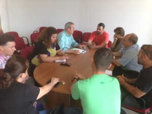 Los candidatos del PSOE al Consell y al Parlament durante su reunión con el sindicato UGT