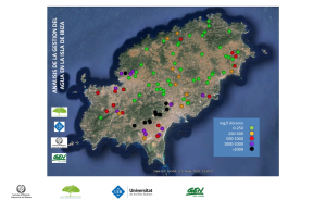 En el mapa se observan los índices de cloruro existentes en los diferentes acuíferos de la isla. Los señalados en negro corresponden a la zona de sa Serra Grossa.