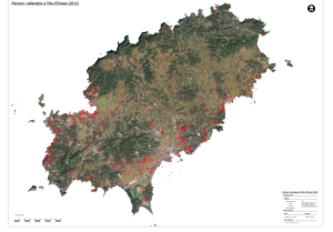 El mapa donde se muestra en rojo las piscinas y en verde los safaretjos.