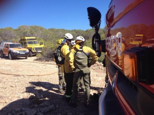 Los bomberos de Formentera realizaron este lunes un simulacro en Es Ram de la Mola.