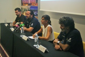 Mariano Esteban, Javier Escandell, Carmen Matutes y Toni Corona, durante la presentación del Ushuaïa Ibiza Voley.