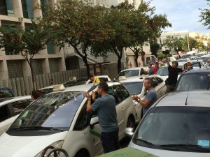 Protesta de taxistas.