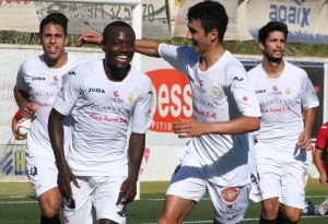 Jugadores de la Peña celebran un gol en un partido de Liga