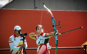 Miriam Alarcón y el seleccionador nacional Hyungmok Cho, durante la competición de Río.