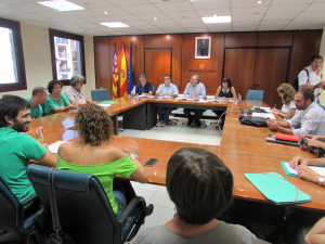 Un momento de la reunión entre consellería y el comité de huelga de la Asamblea de Docentes.