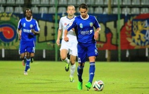 Marcos García, durante un partido de esta temporada con el conjunto polaco. Foto: Miedz Legnica