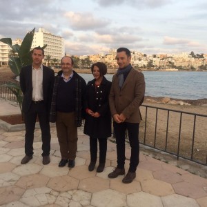 Simón Planells, Miquel Iceta, Sofía Hernanz y Rafa Ruiz, esta tarde en el paseo de ses Figueretes. 