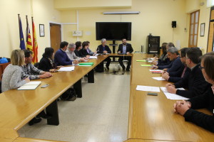 Moment de la tercera reunió de la comissió tècnica de sequera agrària que ha presidit el conseller Vicenç Vidal. (Foto: CAIB)