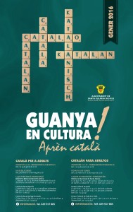 El cartel promociona de los cursos de catalán. 