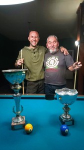 Gabrielle Crovetto y Sergio Correa, los finalistas del Torneo de Reyes de billar. 