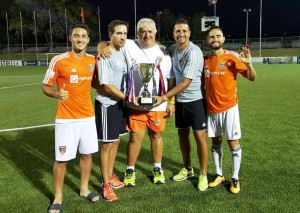 Los ibicencos Aitor Ramírez, Oliver Mendoza y Manu Moreno, junto a Albert Benaiges y Pablo Rota.