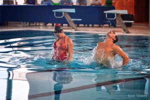 Joan Vicent Riera y Sara Ramón (Sincro Ibiza) durante el Dúo mixto sénior. Fotos: Elena Vázquez