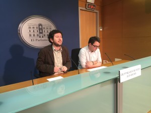 Alberto Jarabo y Carlos Saura hoy en rueda de prensa. 