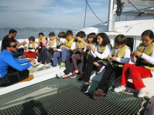 Un grupo de alumnos durante una de las actividades de la Semana del Mar.