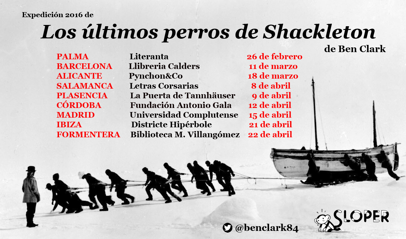 En la imagen, el calendario de presentaciones de 'Los últimos perros de Shackleton' en toda España.