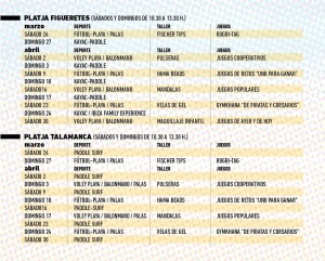 Calendari d'activitats programades durant aquestos mesos.