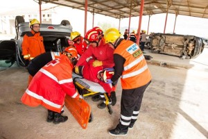 Varios integrantes de Protecció Civil Eivissa durante un ejercicio de formación.