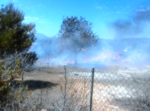 Una imagen del incendio de esta tarde entre Sa Caleta y Cala Jondal. Foto: Ibanat