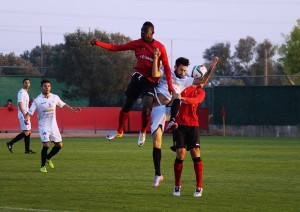 Juanma, jugador de la Peña, durante el partido de la primera vuelta ante el Mallorca B. Foto: Fútbol Balear