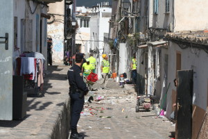 Imagen de la calle Alt tras el desalojo.