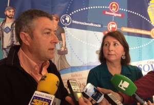 Vidaña y Ferrer, esta mañana, atendiendo a los medios.