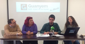 Los concejales de Guanyem Sant Josep durante la rueda de prensa de esta mañana.