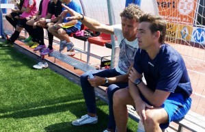 Luis Elcacho y Gerard Garcés, antes del partido.