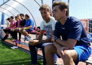 Luis Elcacho y Gerard Garcés, durante el partido de este domingo frente al Mar Menor.