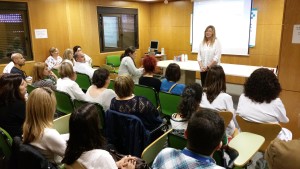 La consellera Patricia Gómez hoy en la jornada de enfermería. 