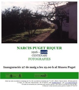 Cartell de la inauguración de la mostra de Narcís Puget.