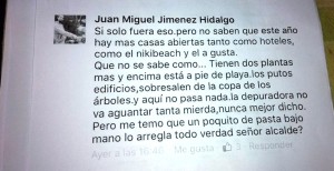 El comentario de Juan Miguel Jiménez Hidalgo motivo de la demanda.