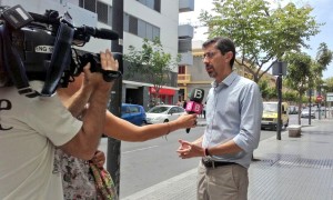 El candidato de Ciudadanos por Baleares, Fernando Navarro, en Ibiza. 