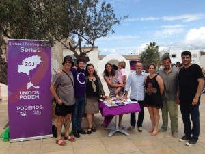 Los candidatos de Unidos Podemos, hoy en Formentera. 