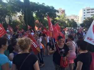 Imagen de una protesta de las camareras de piso a principios de verano. 