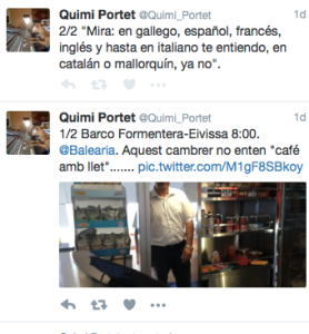 Captura de pantalla de los tweets de Quimi Portet.