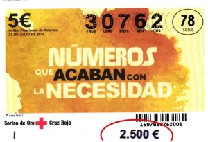 Uno de los décimos premiados con 2.500 euros.