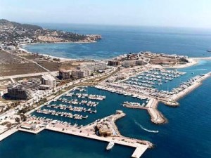 Una vista aérea del puerto deportivo Ibiza Nueva.